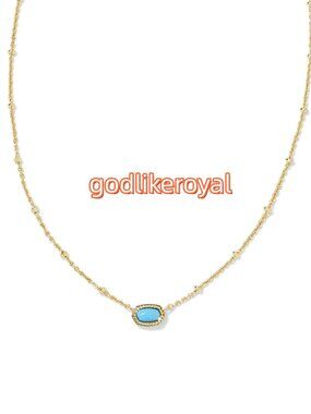 Mini Elisa Gold Satellite Short Pendant Necklace in Turquoise Magnesite
